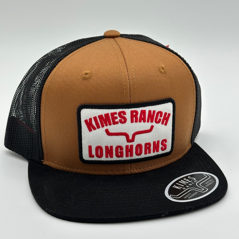 New Kimes Ranch Men Trucker Hat Brown Black Longhorn Patch Snapback Western Gift